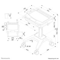 Neomounts MED-M200 Mobiler Laptop-Arbeitsplatz mit Auszug & Manövriergriffen